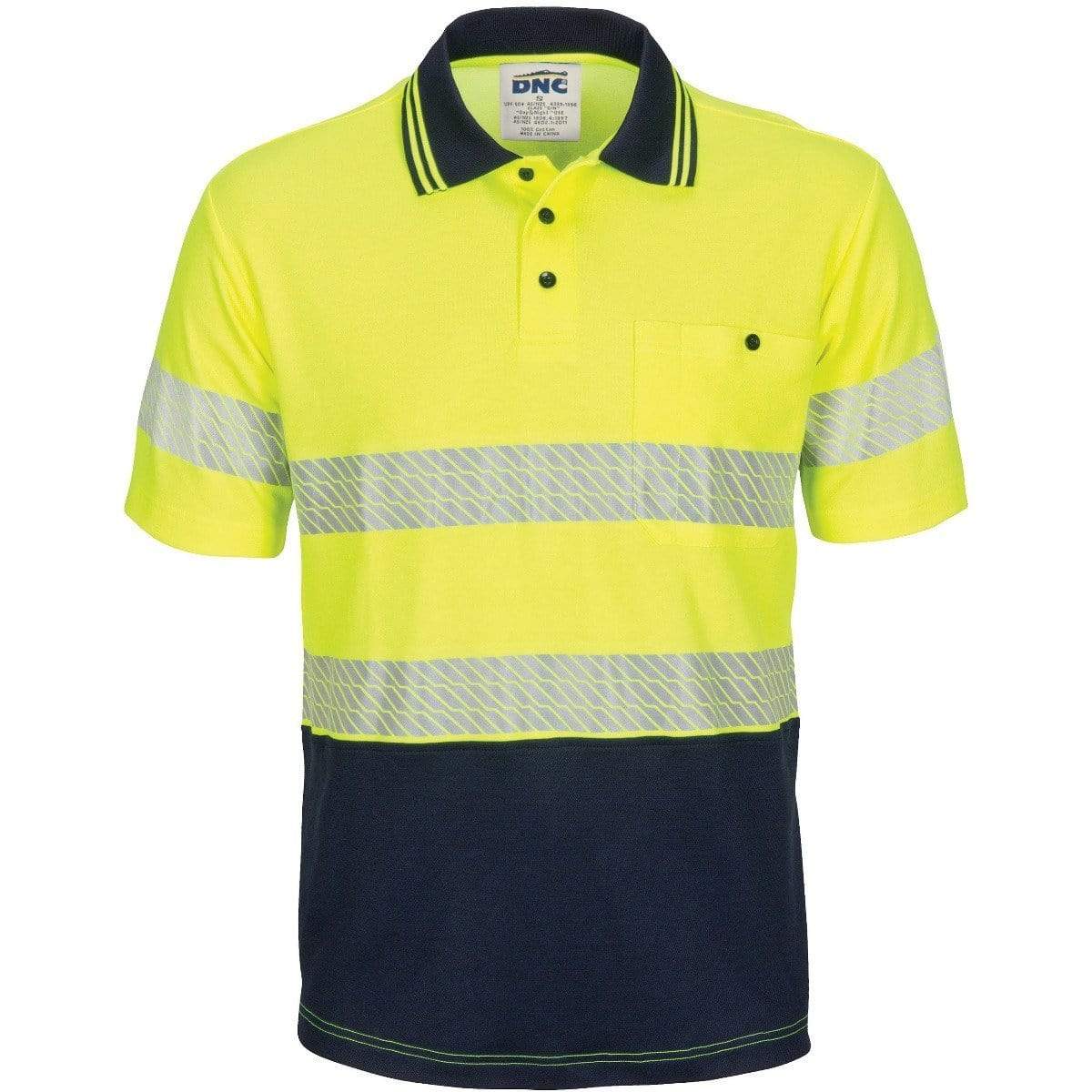 Dnc Workwear Hi-vis Segment Taped Cotton Backed Short Sleeve Polo - 3517 Metro Workwear.